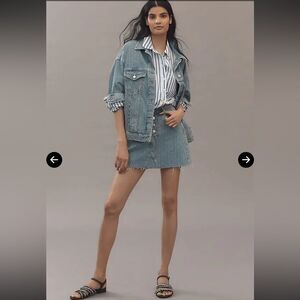 Anthropologie Pilcro Jacquard Light Denim Mini Skirt All Over Print - 10 NEW!